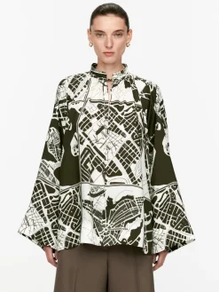 Stockholm Print Gathered Blouse