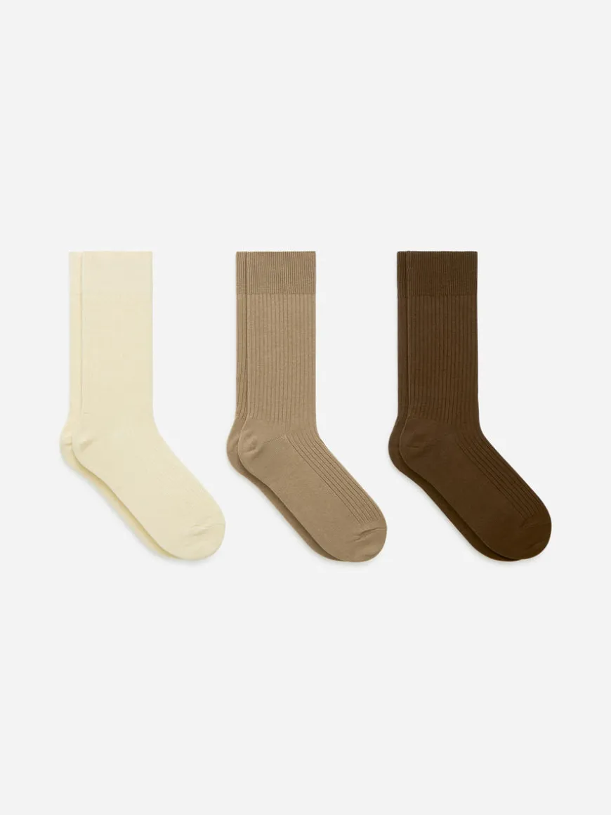 Supima Cotton Rib Socks Set Of 3 Pairs