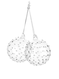 Textured Glass Baubles Set Of 2