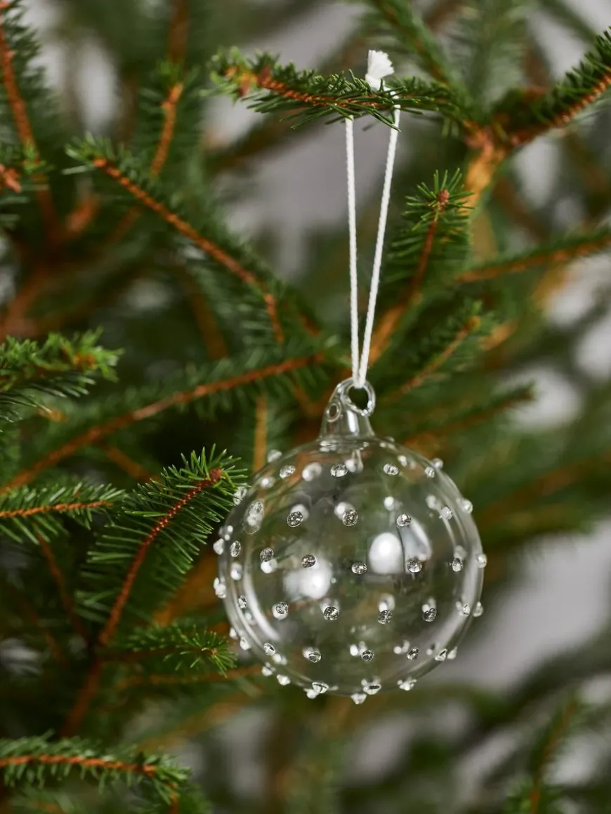 Textured Glass Baubles Set Of 2