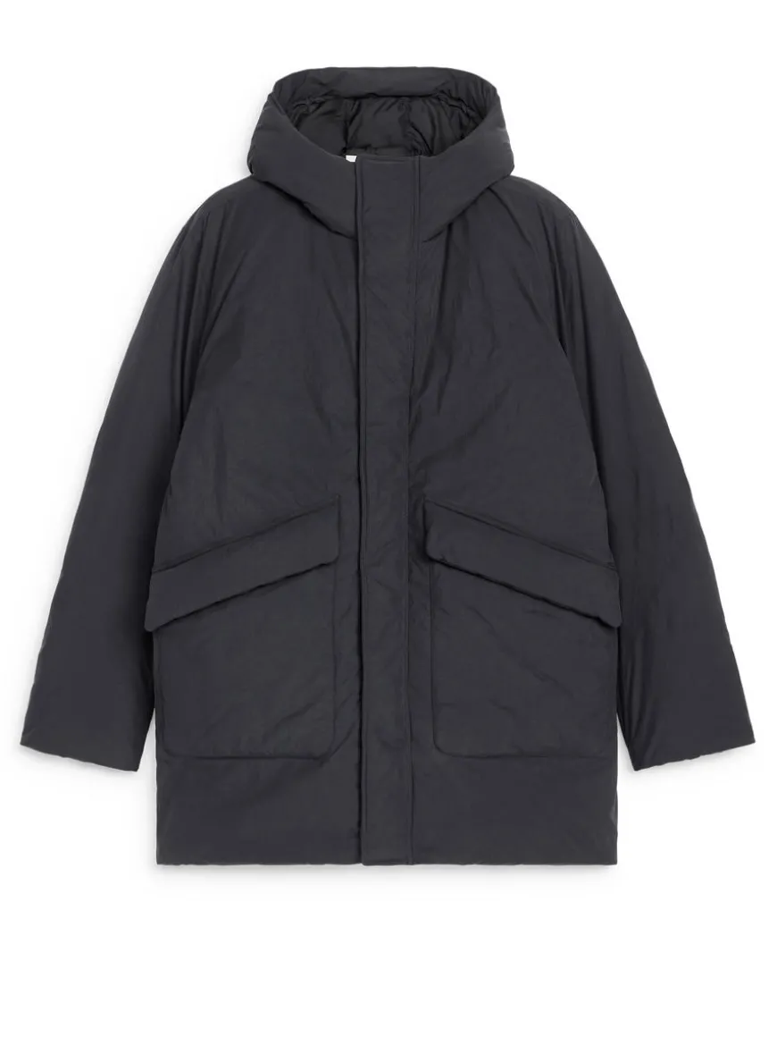 Upcycled Down Hooded Jacket