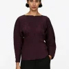Volume-Sleeve Plissé Top