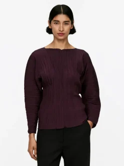 Volume-Sleeve Plissé Top