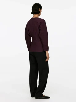 Volume-Sleeve Plissé Top