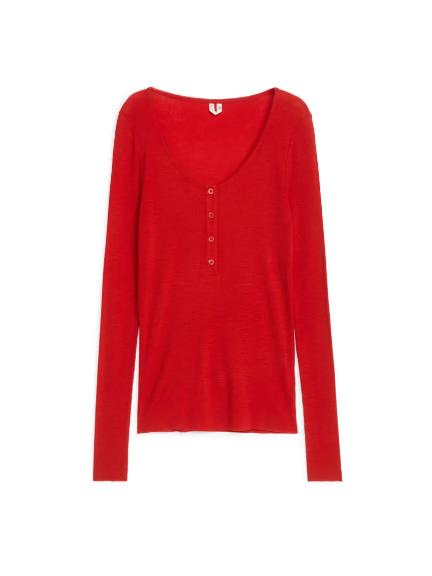 Wool Jersey Henley Top