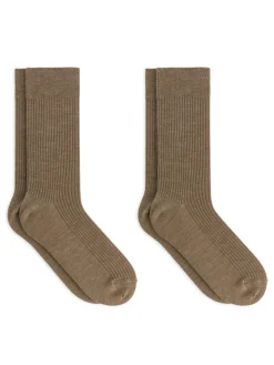 Wool-Blend Rib Socks 2 Pairs
